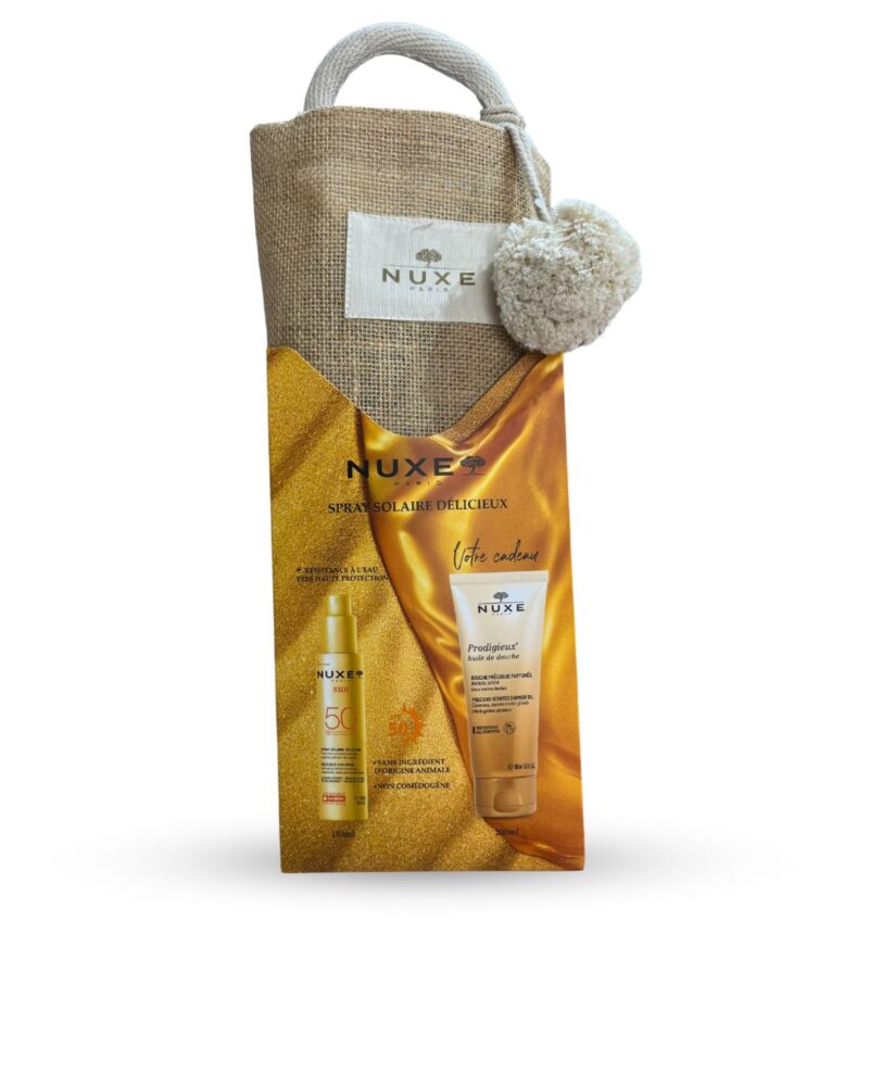 NUXE Sun Sac Spray Solaire Delicieux SPF50 150ML   Prodigieux huile de douche 200ML OFFERTE