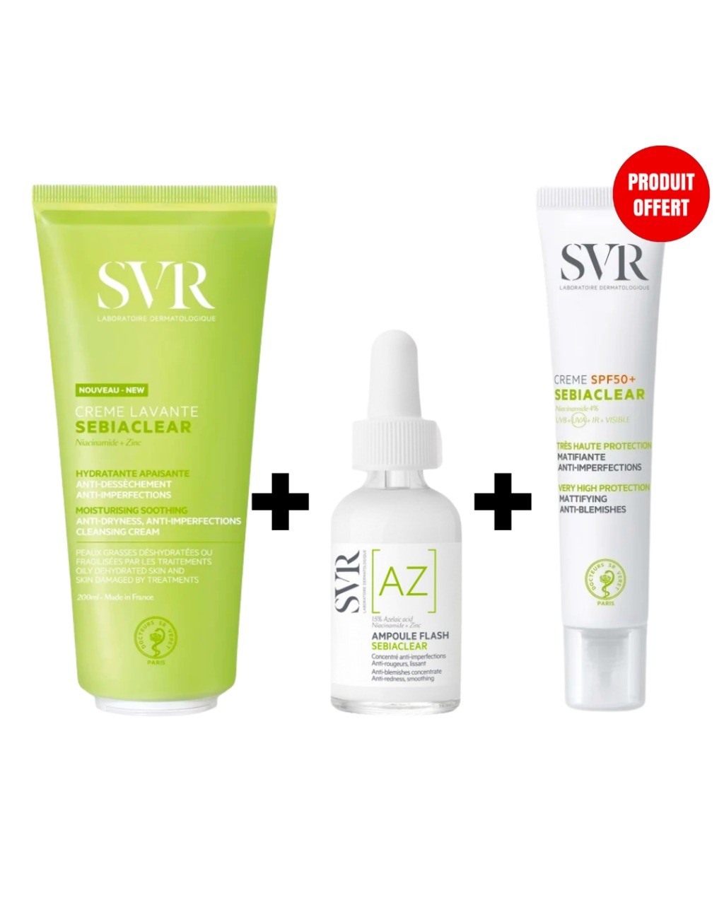 SVR Sebiaclear Ampoule Flash AZ CREME LAVANTE 200ml Crème SPF50 (Offert)